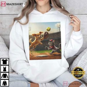 Dog And Cat Baseball Sports Funny T Shirt (4)