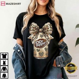 Dr Pepper Leopard Bow Coquette Soda Can Funny Drink Lover T Shirt (3)