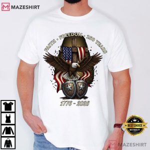 Christian Eagle Cross Shield USA 250 Anniversary Faith Freedom T Shirt (4)