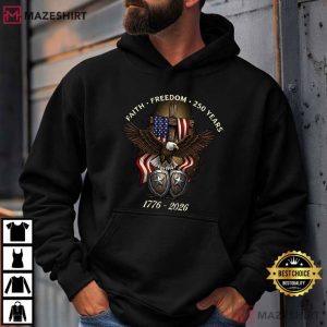 Christian Eagle Cross Shield USA 250 Anniversary Faith Freedom T Shirt (1)