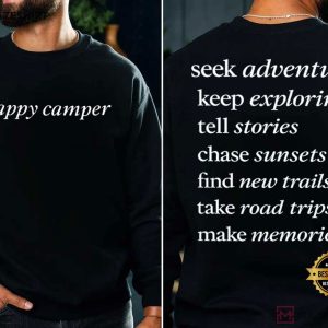 Happy Camper Camping Funny Graphic T Shirt (2)