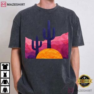 Desert Sunset Cactus Boho Purple Aesthetic Cute T Shirt (2)