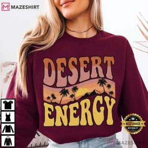 Desert Energy Retro Sunset Landscape Palm Boho T Shirt (2)