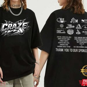 Craze Baseball Softball Sponsors 2026 T Shirt (4)