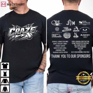 Craze Baseball Softball Sponsors 2026 T Shirt (2)