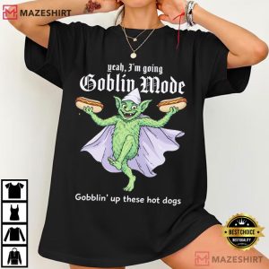 Goblin Mode Funny Goblin Eating Hot Dogs T Shirt (2)