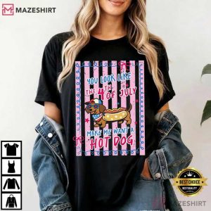 Patriotic Dachshund Hot Dog 4th Of July T Shirt (2)