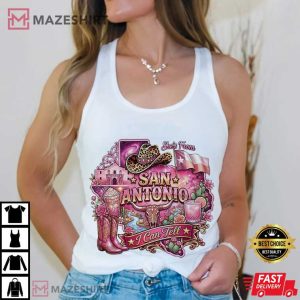 She's From San Antonio Texas Girl Pink Western Cowgirl T Shirt (2)