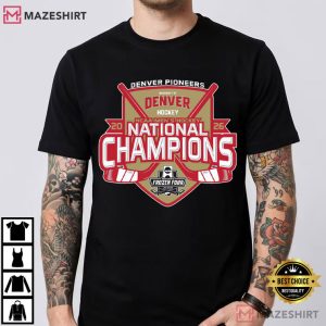 Denver National Champions Hockey Pioneers Badge NCAA T Shirt (1)
