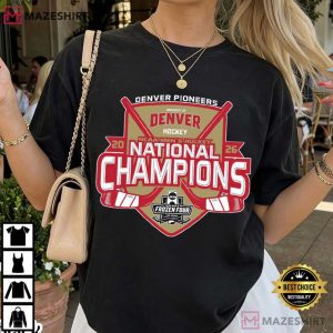 Denver National Champions Hockey Pioneers Badge NCAA T Shirt (2)