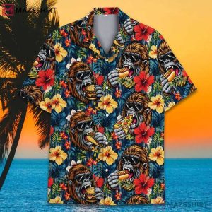 Bigfoot Sasquatch Food Lover Aloha Funny Hawaiian Shirt (2)