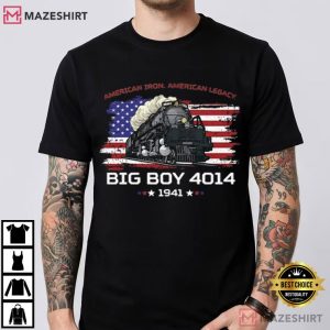 Union Pacific Big Boy 4014 Steam Locomotive American Flag T Shirt (1)