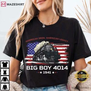 Union Pacific Big Boy 4014 Steam Locomotive American Flag T Shirt (2)