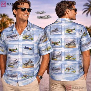 Historic Military Aircraft Piston Driven Aviation Hawaiian Shirt (3)