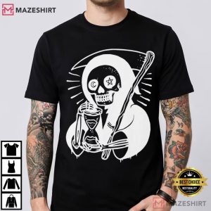 Memento Mori Reaper Hourglass Skeleton T Shirt (1)
