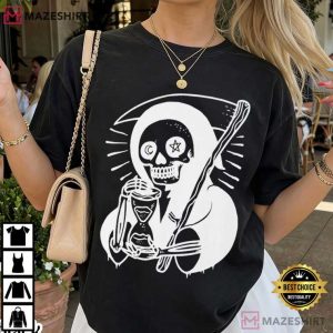 Memento Mori Reaper Hourglass Skeleton T Shirt (2)