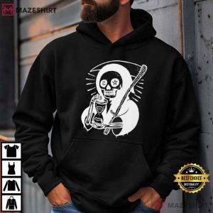 Memento Mori Reaper Hourglass Skeleton T Shirt (3)