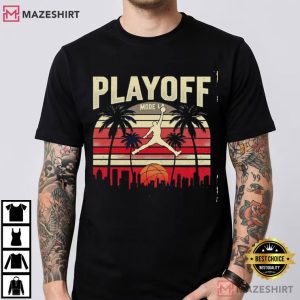 Playoff Mode La Basketball Graphic Retro Sunset Sports T Shirt (2)