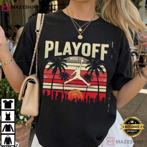 Playoff Mode La Basketball Graphic Retro Sunset Sports T Shirt (3)