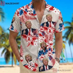 Donald Trump Republican Patriotic Floral Hawaiian Shirt