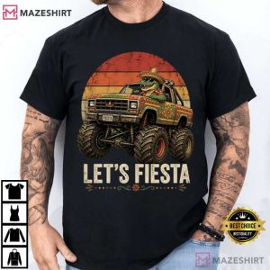 Let’s Fiesta Funny Cinco De Mayo Dino Monster Truck T Shirt (1)