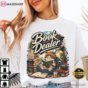 Book Dealer Cat Funny Reading T Shirt (1)