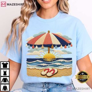 Beach Sunset Coastal Summer Graphic Not Yarn T Shirt (4)