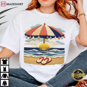 Beach Sunset Coastal Summer Graphic Not Yarn T Shirt (3)