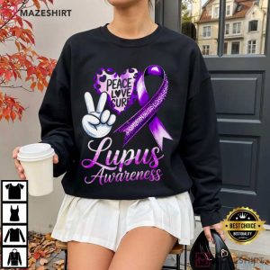 Lupus Awareness Purple Ribbon Warrior T Shirt (1)