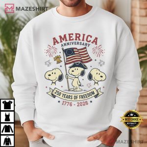 America Snoopy 250th Anniversary Patriotic Independence Day T Shirt (1)