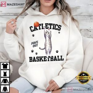 Cat Playing Basketball Catletics Paws Out T Shirt (4)