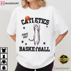 Cat Playing Basketball Catletics Paws Out T Shirt (2)