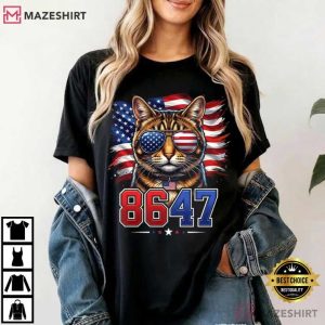 Cat Patriotic 86 47 Funny USA Flag Sunglasses July 4th T Shirt (1)