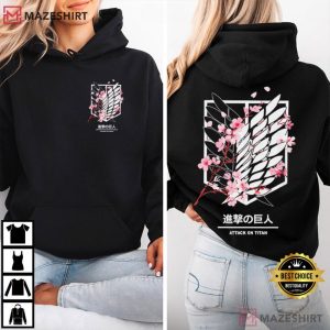 Attack On Titan Cherry Blossom Scout Regiment Wings Anime T Shirt (4)