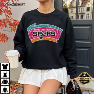 Faux San Antonio Spurs Logo Rhinestone Basketball T Shirt (4)
