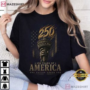 Patriotic USA 250 Years America Torch T Shirt (4)