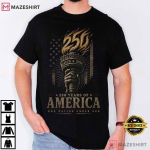 Patriotic USA 250 Years America Torch T Shirt (1)