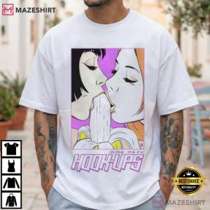 Hook Ups 2 Girls Eat Banana Anime T Shirt (1)