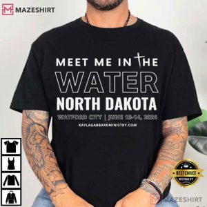 Meet Me In The Water North Dakota Retro Camp Lake Typography T Shirt (1)