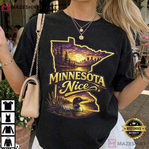 Loons Bird Minnesota Nice State Outline Lakes T Shirt (4)
