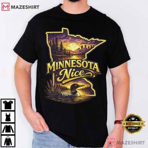 Loons Bird Minnesota Nice State Outline Lakes T Shirt (1)
