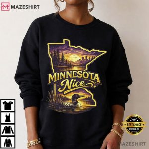 Loons Bird Minnesota Nice State Outline Lakes T Shirt (2)