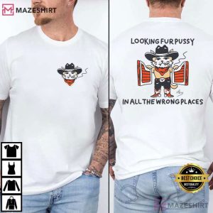 Cowboy Cat Western Punk Rock Tattoo Kitty Graphic T Shirt (3)