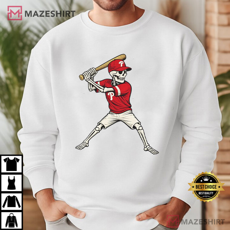 Philadelphia Phillies Skeleton Baseball Fan Sports T-Shirt Philadelphia Phillies Skeleton Baseball Fan Sports T-Shirt