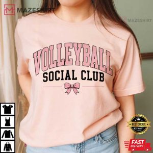 Volleyball Social Club Coquette Varsity Sports Mom Game Day T Shirt (4)