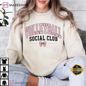 Volleyball Social Club Coquette Varsity Sports Mom Game Day T Shirt (2)