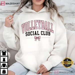 Volleyball Social Club Coquette Varsity Sports Mom Game Day T Shirt (3)