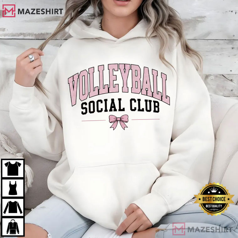 Volleyball Social Club Coquette Varsity Sports Mom Game Day T-Shirt Volleyball Social Club Coquette Varsity Sports Mom Game Day T-Shirt