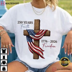 Christian Cross Faith Freedom Patriotic American Flag T Shirt (4)