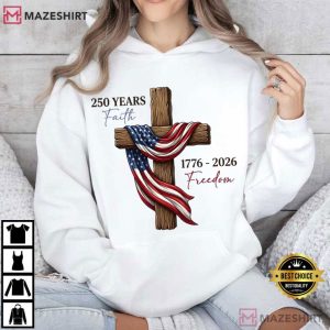 Christian Cross Faith Freedom Patriotic American Flag T Shirt (2)